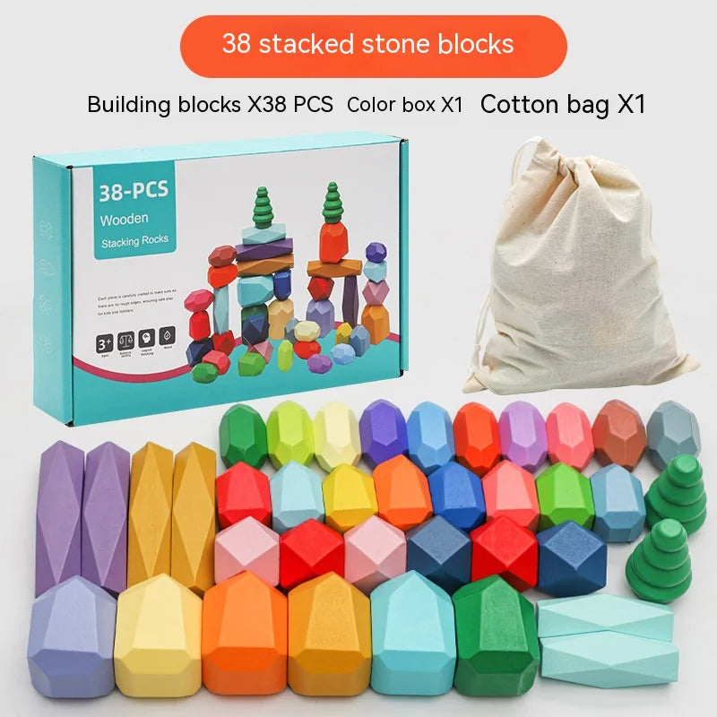 Montessori Wooden Stone Blocks