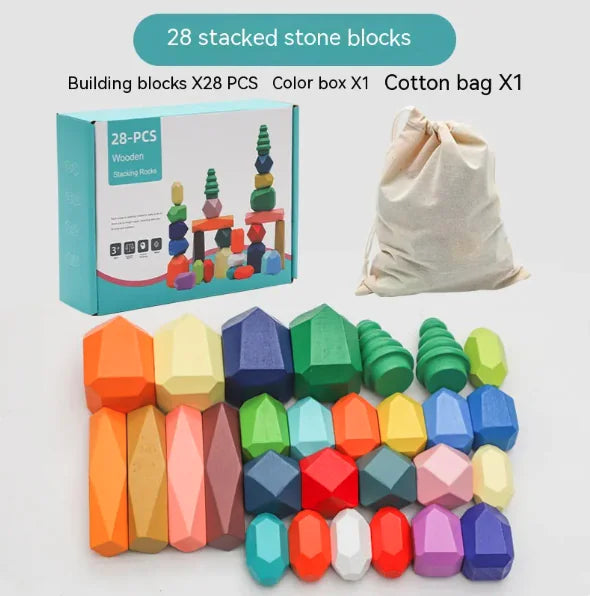 Montessori Wooden Stone Blocks